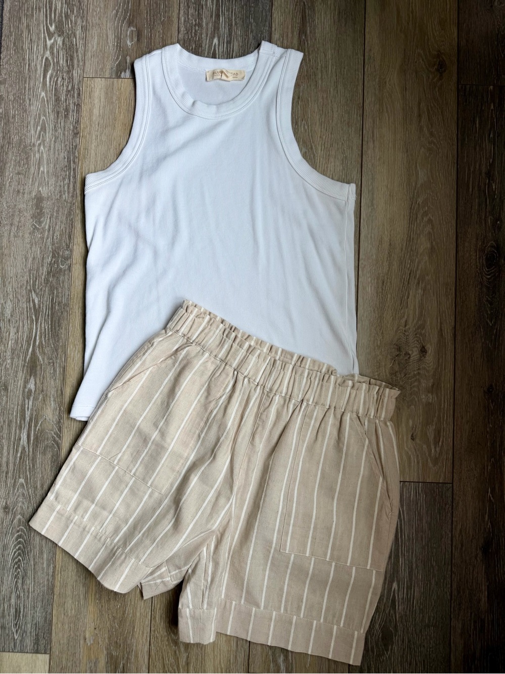 Tribal Linen Shorts and Blue Thread Tank — OUTFIT